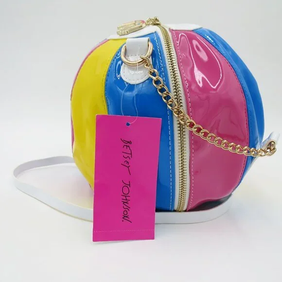 NWT Betsey Johnson Beach Ball Crossbody Glossy Vinyl Handbag - Picture 12 of 15
